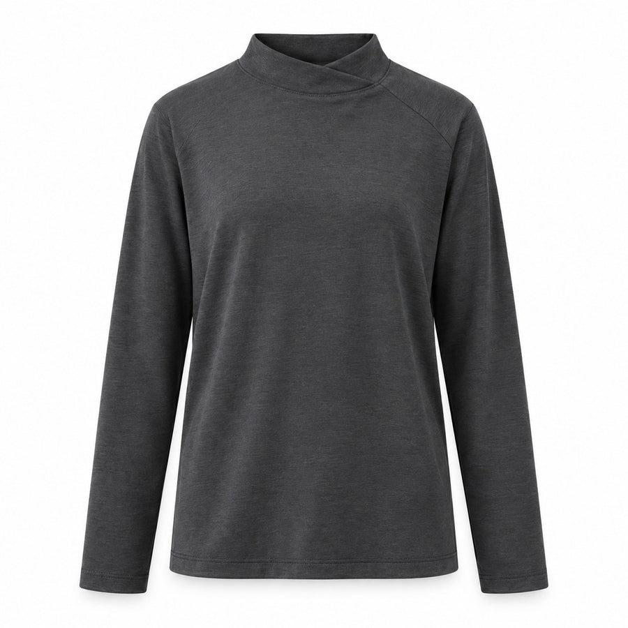 PivotNeck Lightweight Top in Charcoal Gray on a white background